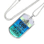 God Is With Me Refuse To Sink Necklace Stainless Steel or 18k Gold Dog Tag 24" Chain-Express Your Love Gifts