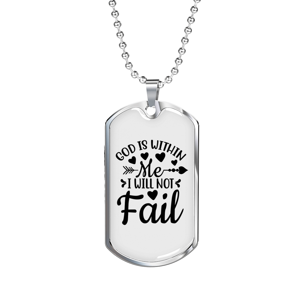 God Is Within Me Necklace Stainless Steel or 18k Gold Dog Tag 24" Chain-Express Your Love Gifts
