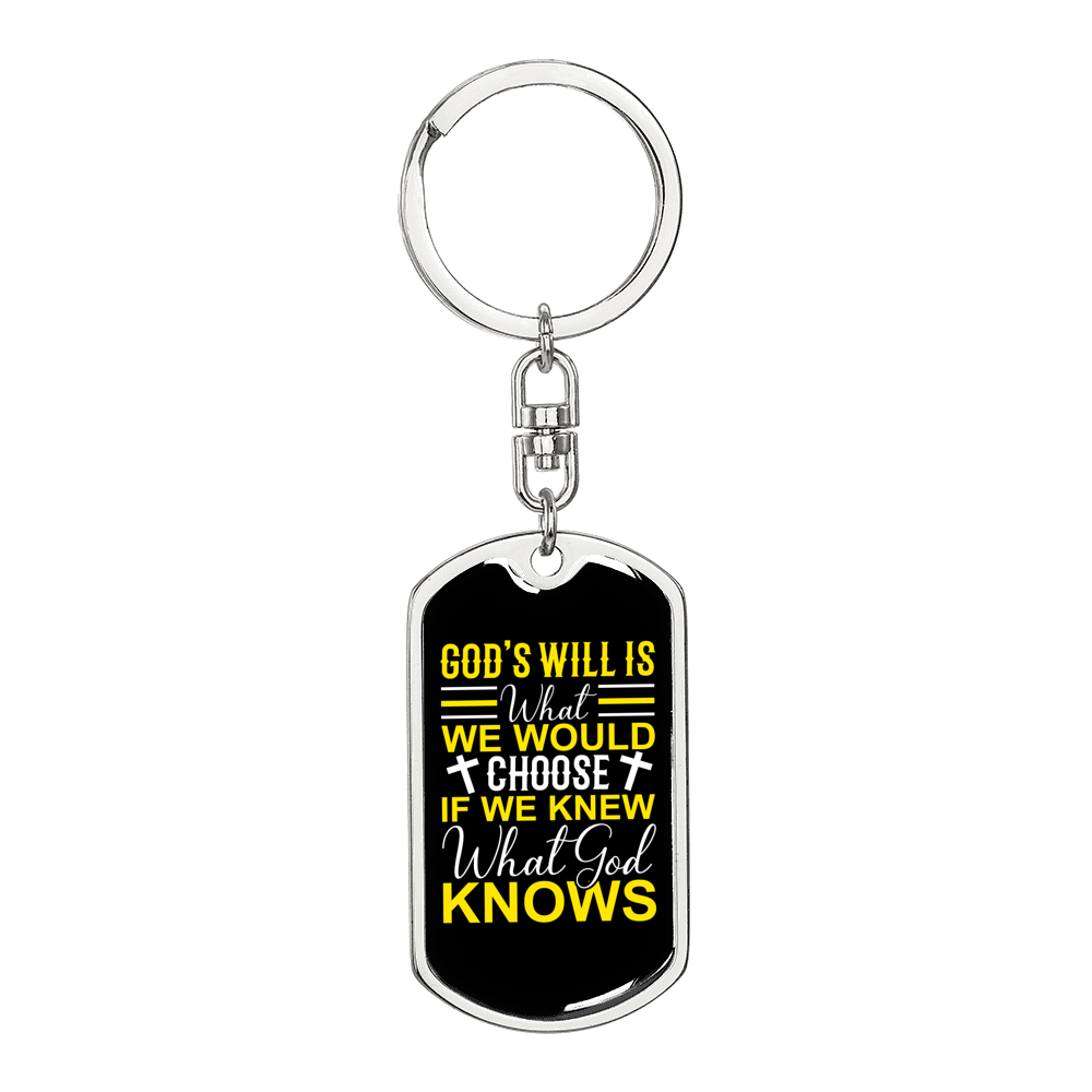 God Knows Keychain Stainless Steel or 18k Gold Dog Tag Keyring-Express Your Love Gifts