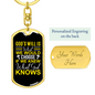 God Knows Keychain Stainless Steel or 18k Gold Dog Tag Keyring-Express Your Love Gifts