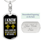 God Leads Me Keychain Stainless Steel or 18k Gold Dog Tag Keyring-Express Your Love Gifts