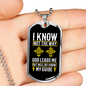God Leads Me Necklace Stainless Steel or 18k Gold Dog Tag 24" Chain-Express Your Love Gifts