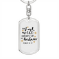 God Lights Up Psalm 18:28 Keychain Stainless Steel or 18k Gold Dog Tag Keyring-Express Your Love Gifts