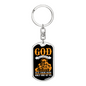 God Loves Each Of Us Orange Keychain Stainless Steel or 18k Gold Dog Tag Keyring-Express Your Love Gifts
