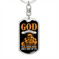 God Loves Each Of Us Orange Keychain Stainless Steel or 18k Gold Dog Tag Keyring-Express Your Love Gifts