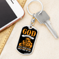 God Loves Each Of Us Orange Keychain Stainless Steel or 18k Gold Dog Tag Keyring-Express Your Love Gifts