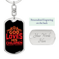 God Loves His Children Keychain Stainless Steel or 18k Gold Dog Tag Keyring-Express Your Love Gifts