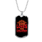 God Loves His Children Necklace Stainless Steel or 18k Gold Dog Tag 24" Chain-Express Your Love Gifts