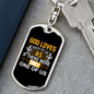 God Loves Keychain Stainless Steel or 18k Gold Dog Tag Keyring-Express Your Love Gifts