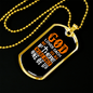 God Loves Us Orange Necklace Stainless Steel or 18k Gold Dog Tag 24" Chain-Express Your Love Gifts