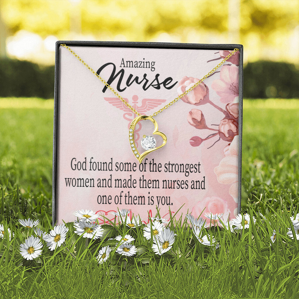 God Made Nurses Healthcare Medical Worker Nurse Appreciation Gift Forever Necklace w Message Card-Express Your Love Gifts