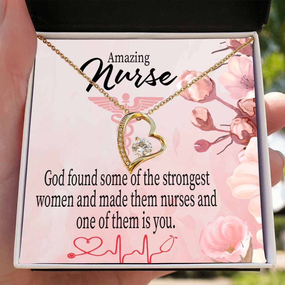 God Made Nurses Healthcare Medical Worker Nurse Appreciation Gift Forever Necklace w Message Card-Express Your Love Gifts