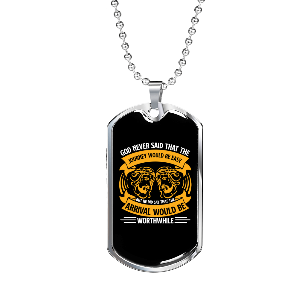 God Never Said Necklace Stainless Steel or 18k Gold Dog Tag 24" Chain-Express Your Love Gifts
