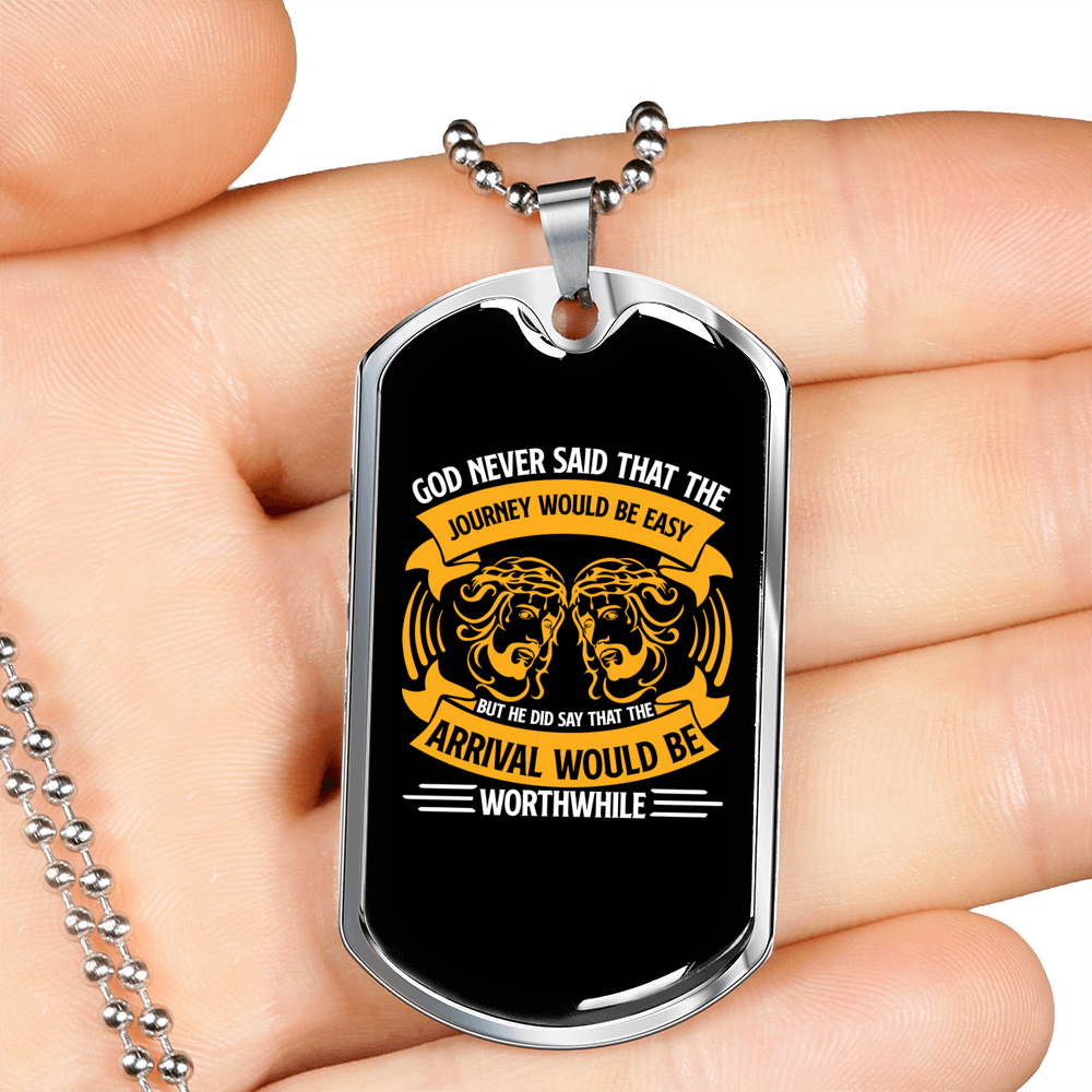 God Never Said Necklace Stainless Steel or 18k Gold Dog Tag 24" Chain-Express Your Love Gifts