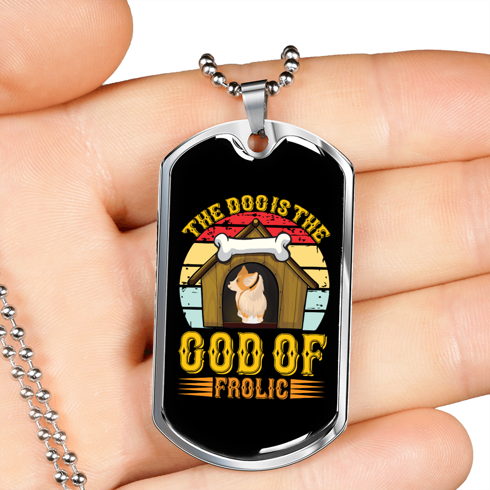 God of Frolic Dog House Necklace Stainless Steel or 18k Gold Dog Tag 24" Chain-Express Your Love Gifts