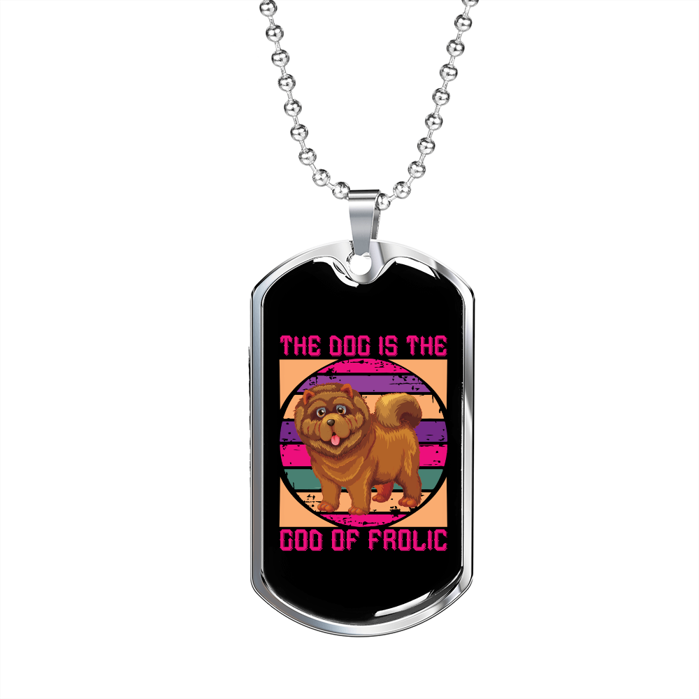 God of Frolic Purple Necklace Stainless Steel or 18k Gold Dog Tag 24" Chain-Express Your Love Gifts