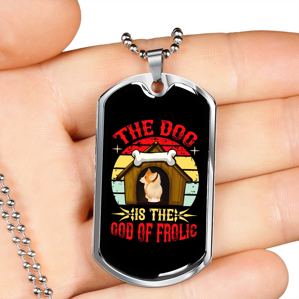 God of Frolic Red Dog House Necklace Stainless Steel or 18k Gold Dog Tag 24" Chain-Express Your Love Gifts