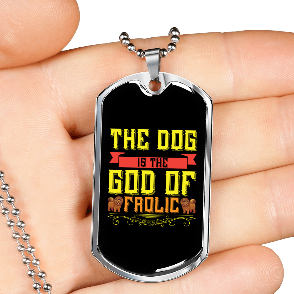 God of Frolic Yellow Necklace Stainless Steel or 18k Gold Dog Tag 24" Chain-Express Your Love Gifts