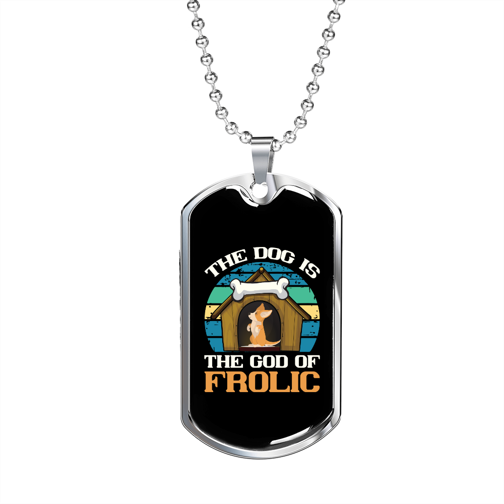 God of The Frolic Blue Necklace Stainless Steel or 18k Gold Dog Tag 24" Chain-Express Your Love Gifts