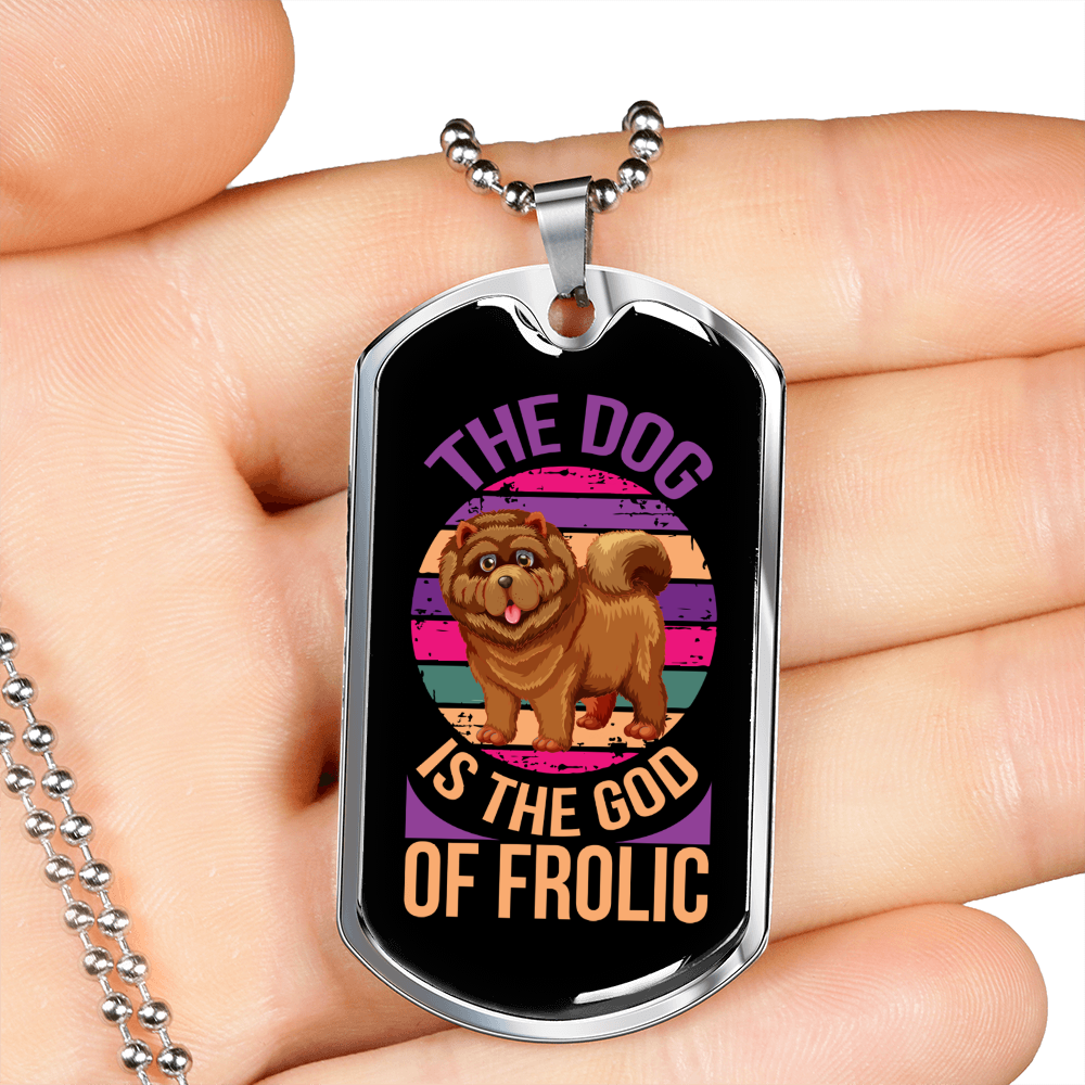 God of The Frolic Purple Necklace Stainless Steel or 18k Gold Dog Tag 24" Chain-Express Your Love Gifts