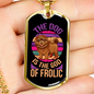 God of The Frolic Purple Necklace Stainless Steel or 18k Gold Dog Tag 24" Chain-Express Your Love Gifts