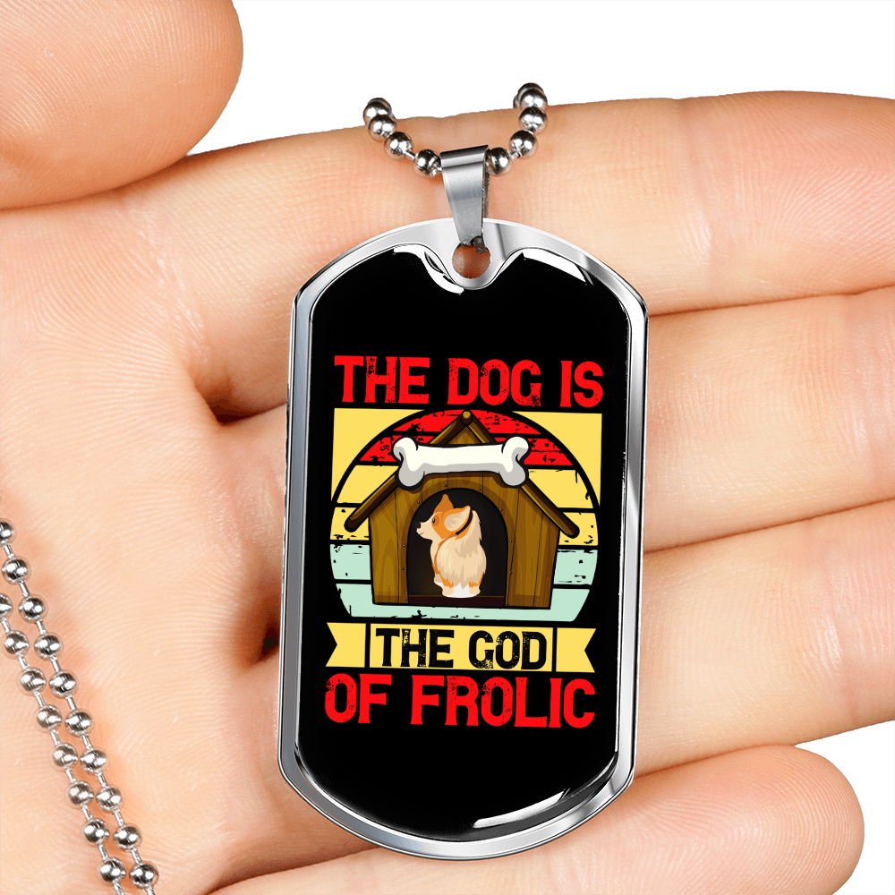 God of The Frolic Red Necklace Stainless Steel or 18k Gold Dog Tag 24" Chain-Express Your Love Gifts