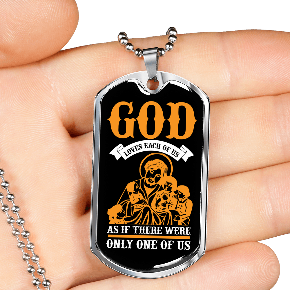 God Only One Of Us Necklace Stainless Steel or 18k Gold Dog Tag 24" Chain-Express Your Love Gifts