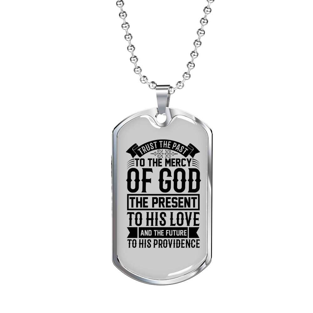 God Past Present Future Necklace Stainless Steel or 18k Gold Dog Tag 24" Chain-Express Your Love Gifts