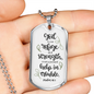 God Refuge And Strength Psalm 46:1 Necklace Stainless Steel or 18k Gold Dog Tag 24" Chain-Express Your Love Gifts