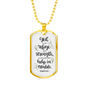 God Refuge And Strength Psalm 46:1 Necklace Stainless Steel or 18k Gold Dog Tag 24" Chain-Express Your Love Gifts