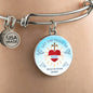 God Rule In Your Heart Circle Pendant Bangle Bracelet Stainless Steel or 18k Gold-Express Your Love Gifts