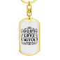 God'S Love Never Fails Keychain Stainless Steel or 18k Gold Dog Tag Keyring-Express Your Love Gifts