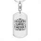 God'S Love Never Fails Keychain Stainless Steel or 18k Gold Dog Tag Keyring-Express Your Love Gifts