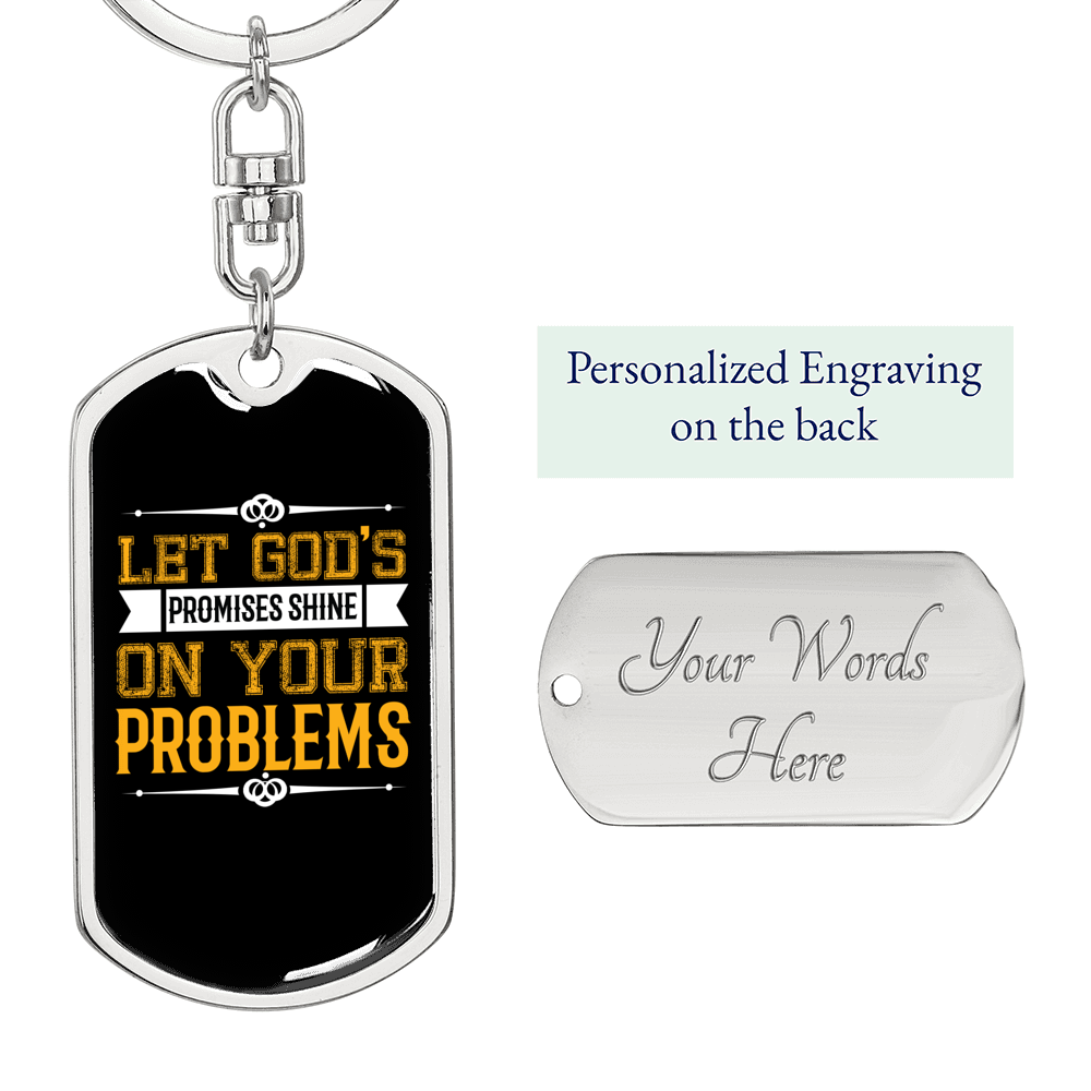 God's Promises Shine Yellow Keychain Stainless Steel or 18k Gold Dog Tag Keyring-Express Your Love Gifts
