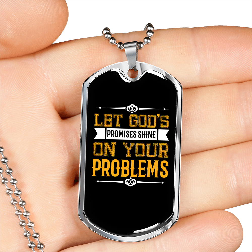 God's Promises Shine Yellow Necklace Stainless Steel or 18k Gold Dog Tag 24" Chain-Express Your Love Gifts