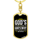 God'S Way Keychain Stainless Steel or 18k Gold Dog Tag Keyring-Express Your Love Gifts