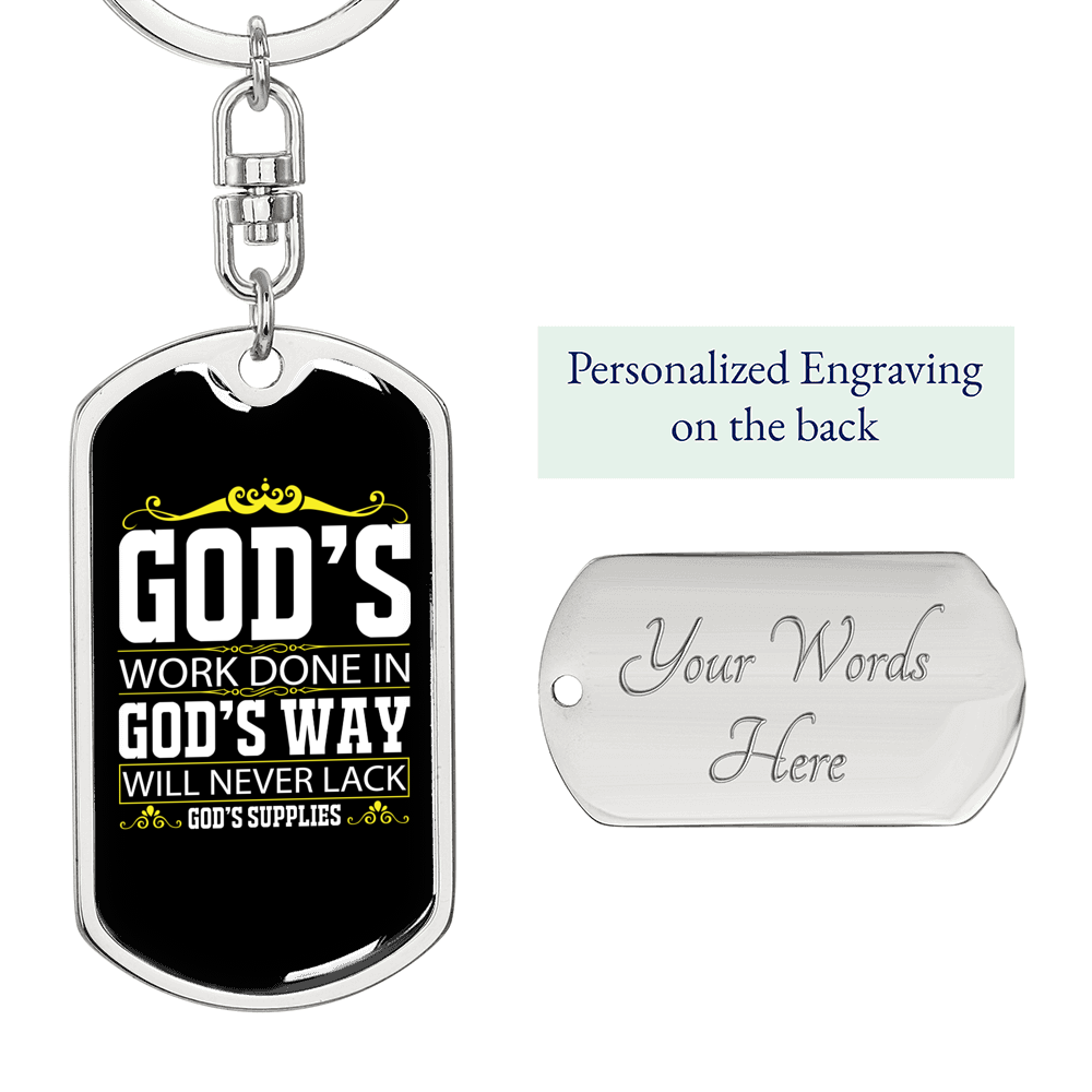 God'S Way Keychain Stainless Steel or 18k Gold Dog Tag Keyring-Express Your Love Gifts