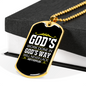 God's Way Never Lack Necklace Stainless Steel or 18k Gold Dog Tag 24" Chain-Express Your Love Gifts