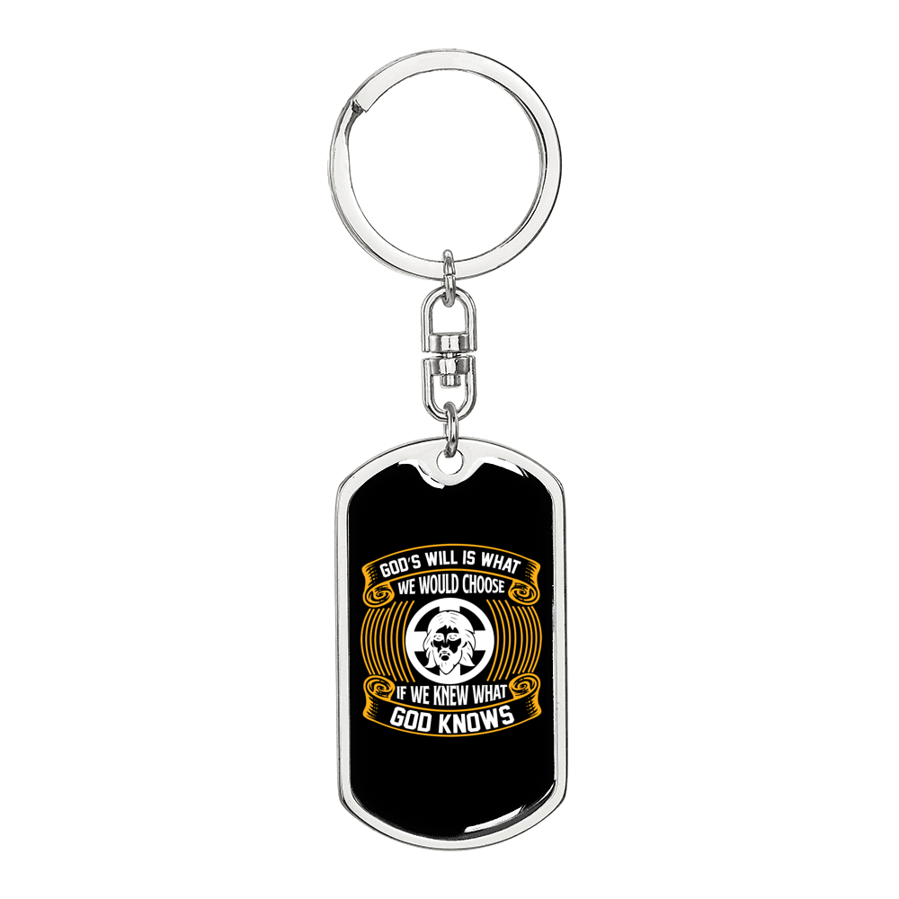 God's Will Keychain Stainless Steel or 18k Gold Dog Tag Keyring-Express Your Love Gifts