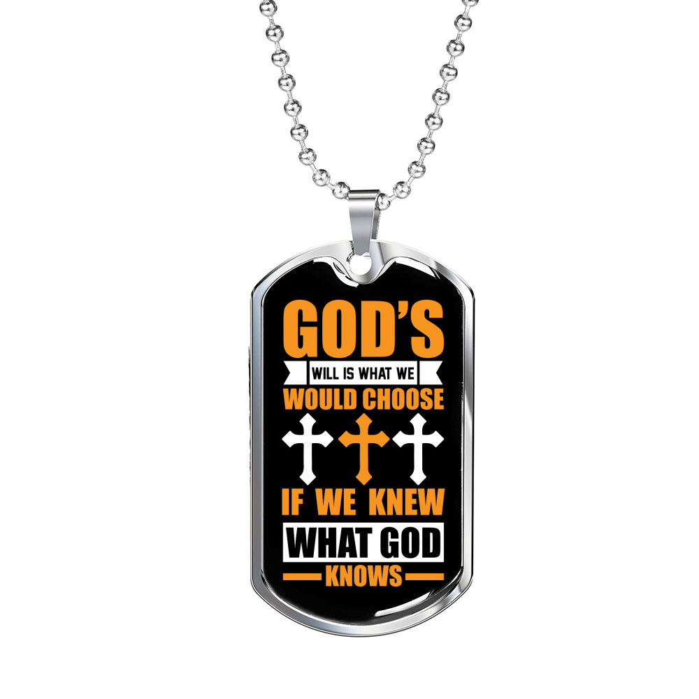 God's Will Necklace Stainless Steel or 18k Gold Dog Tag 24" Chain-Express Your Love Gifts