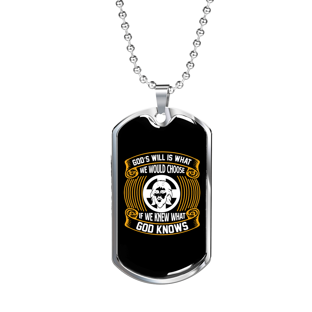 God'S Will We Choose Necklace Stainless Steel or 18k Gold Dog Tag 24" Chain-Express Your Love Gifts