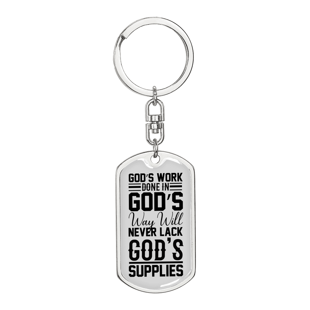 God'S Work Done Keychain Stainless Steel or 18k Gold Dog Tag Keyring-Express Your Love Gifts