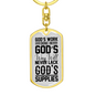 God'S Work Done Keychain Stainless Steel or 18k Gold Dog Tag Keyring-Express Your Love Gifts