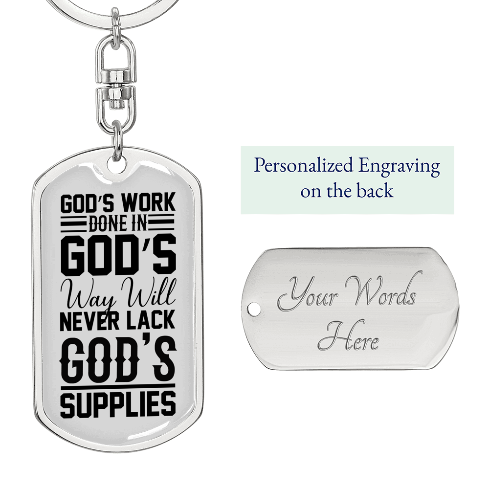 God'S Work Done Keychain Stainless Steel or 18k Gold Dog Tag Keyring-Express Your Love Gifts