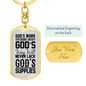 God'S Work Done Keychain Stainless Steel or 18k Gold Dog Tag Keyring-Express Your Love Gifts
