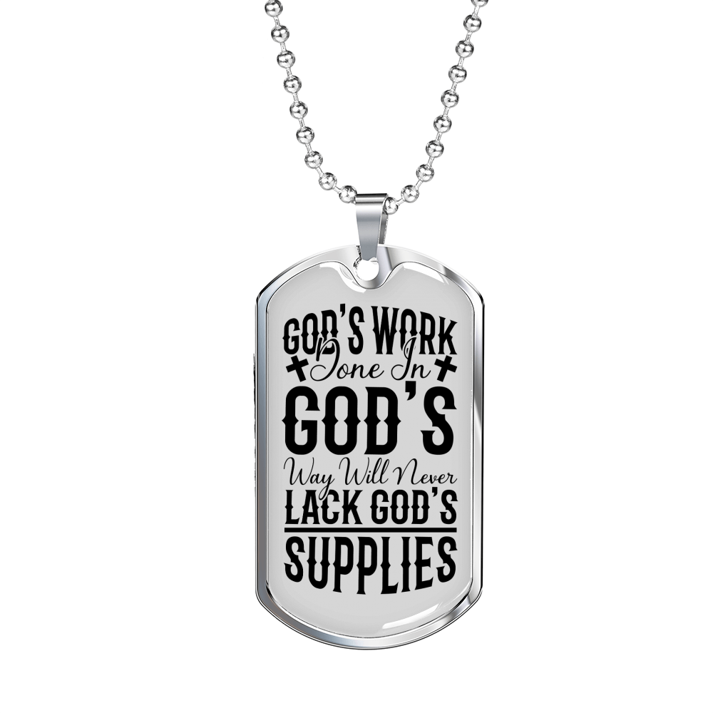 God's Work Done Necklace Stainless Steel or 18k Gold Dog Tag 24" Chain-Express Your Love Gifts