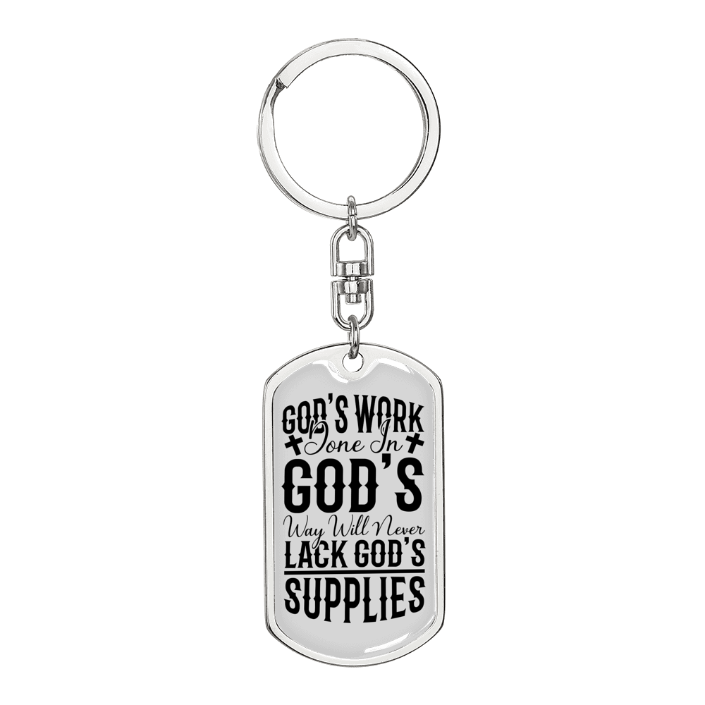 God'S Work Keychain Stainless Steel or 18k Gold Dog Tag Keyring-Express Your Love Gifts