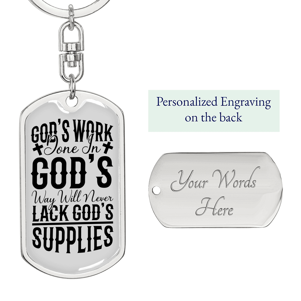 God'S Work Keychain Stainless Steel or 18k Gold Dog Tag Keyring-Express Your Love Gifts