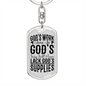 God'S Work Keychain Stainless Steel or 18k Gold Dog Tag Keyring-Express Your Love Gifts