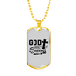 God Success Cross Necklace Stainless Steel or 18k Gold Dog Tag 24" Chain-Express Your Love Gifts